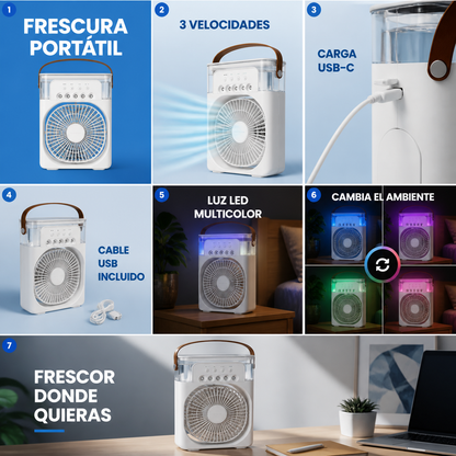 Ventilador Climatizador con pulverizador portátil